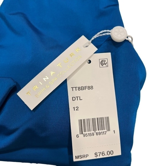 NEW Trina Turk front tie bikini top size 12 blue - Picture 10 of 13